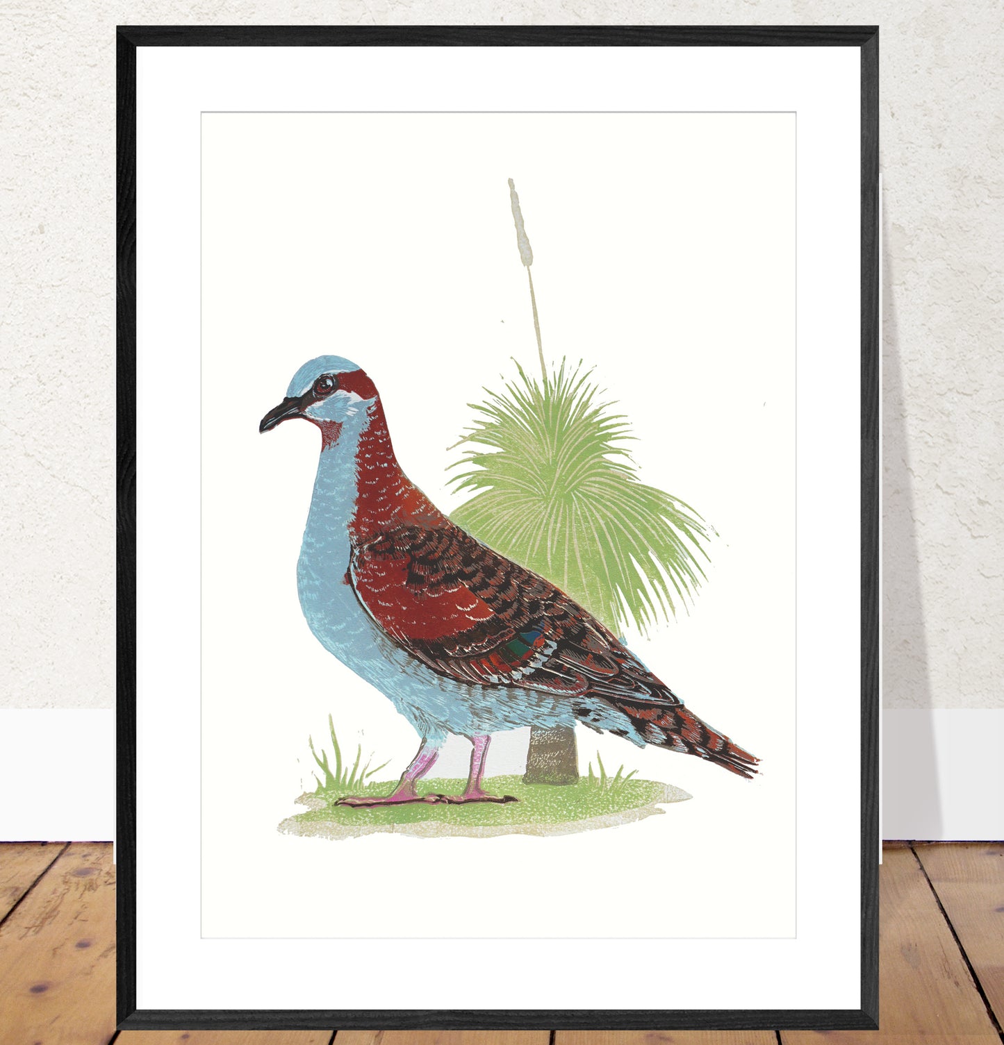 Brush Bronzewing linocut print