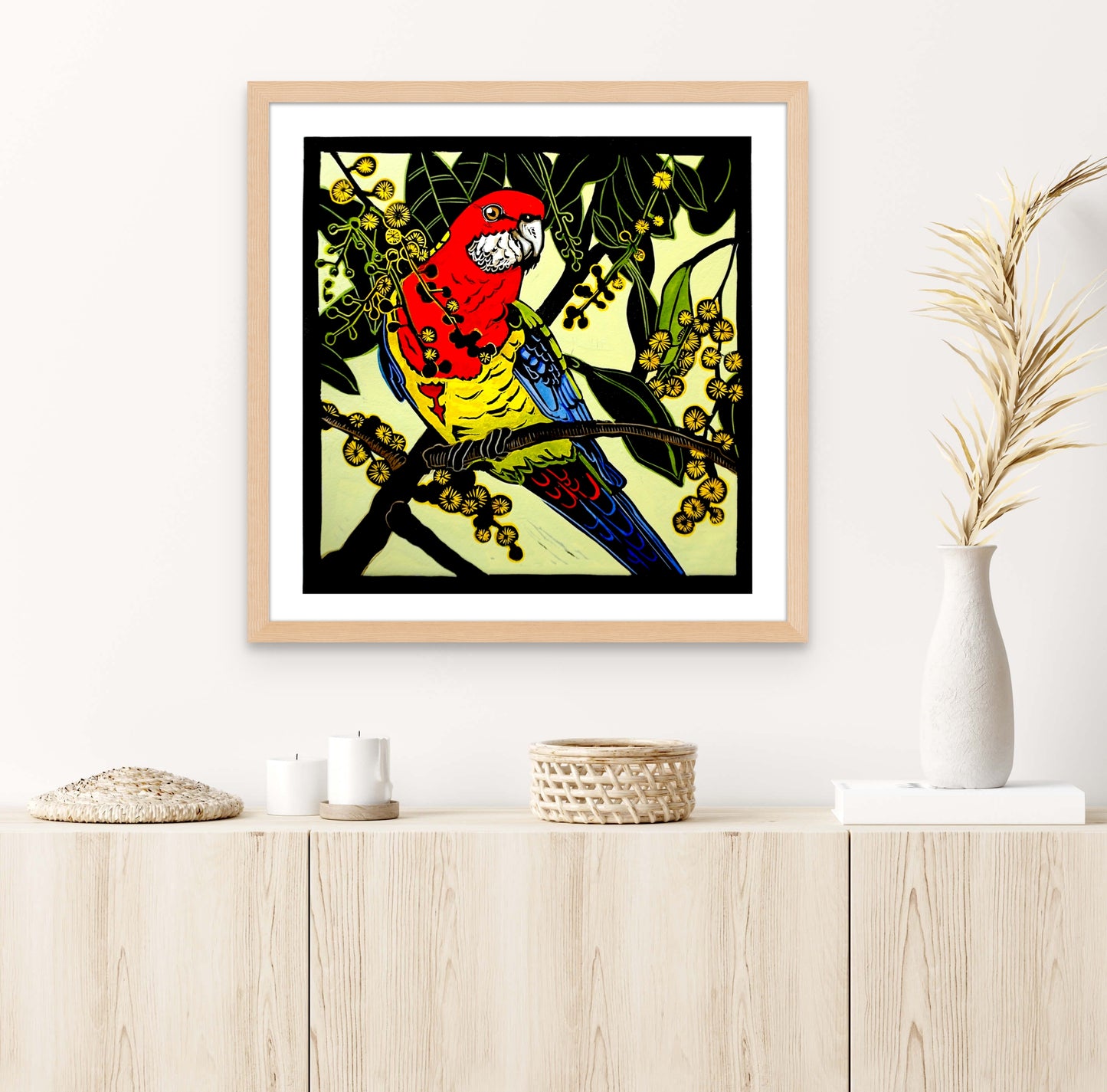 Eastern Rosella Lino Print