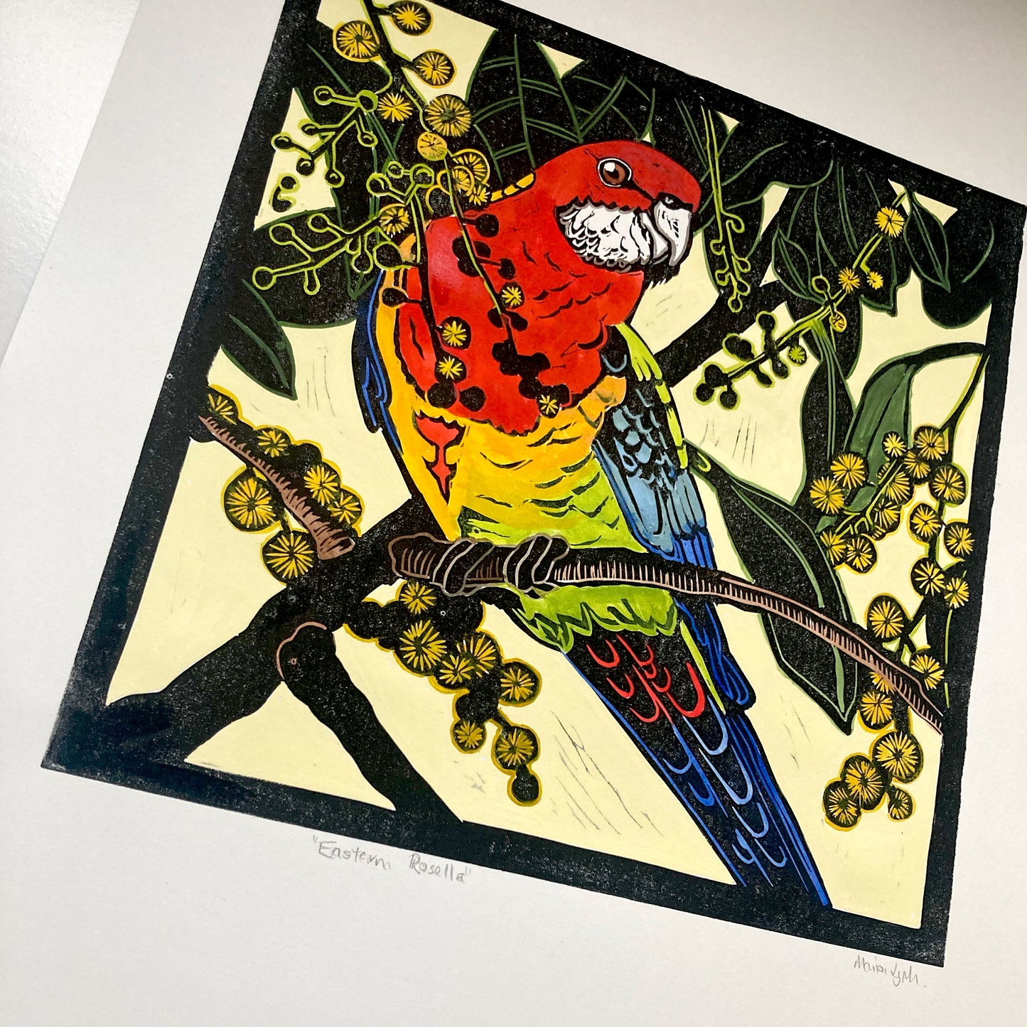 Eastern Rosella Lino Print