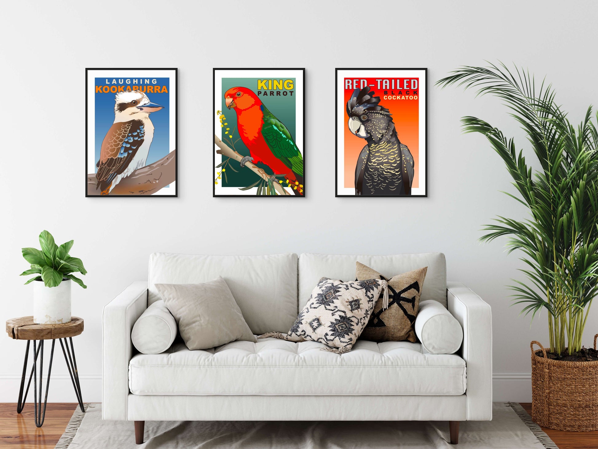 Retro Australian birds wall art