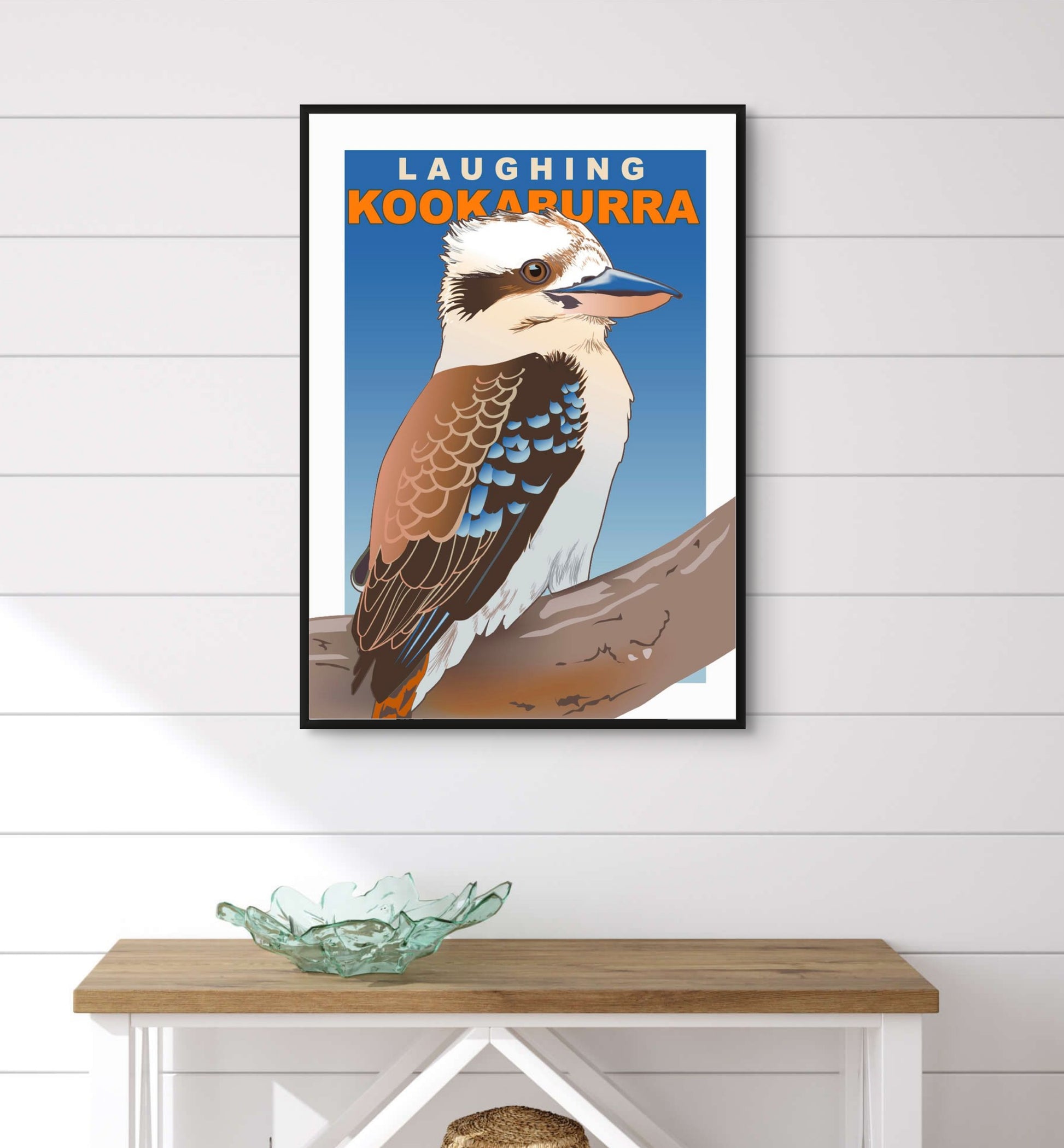 Framed retro Kookaburra wall art