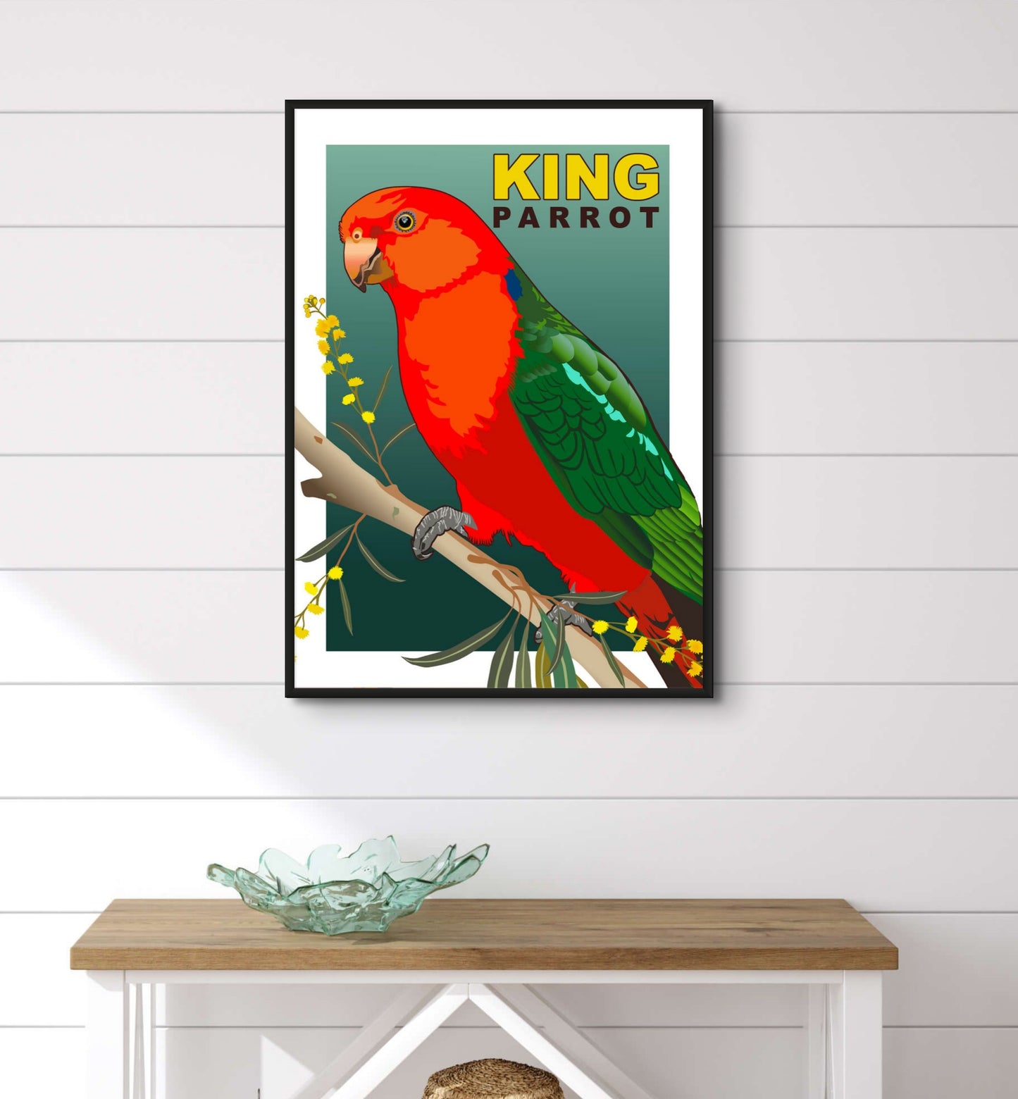 King Parrot Retro Australian Bird Poster