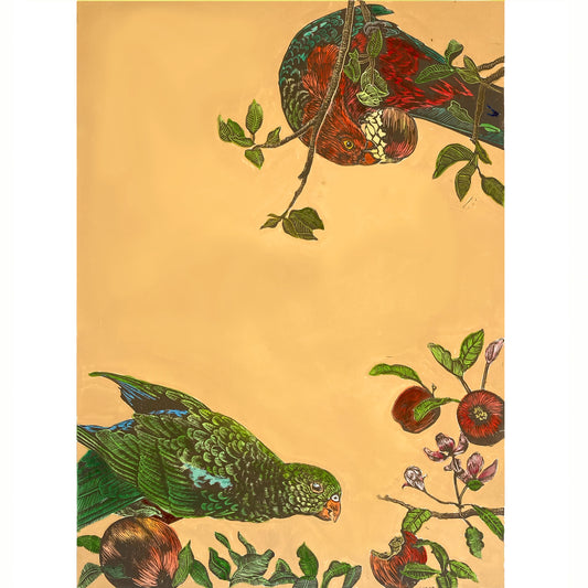 King Parrots in the Apple Tree (Naples Gold)