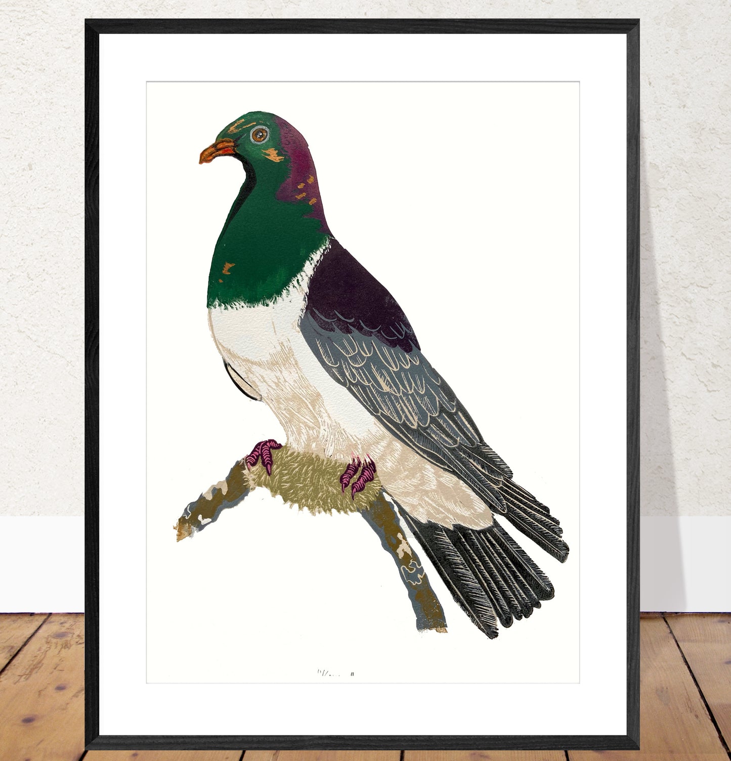 Kereru - New Zealand Pigeon linocut print